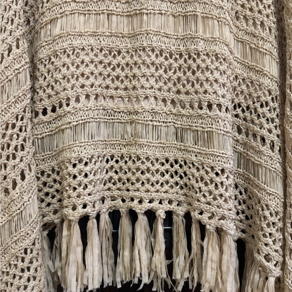 Chico's Crochet Fringe Woven Handkerchief Skirt Chicos Size 1 Cottagecore - Picture 5 of 11